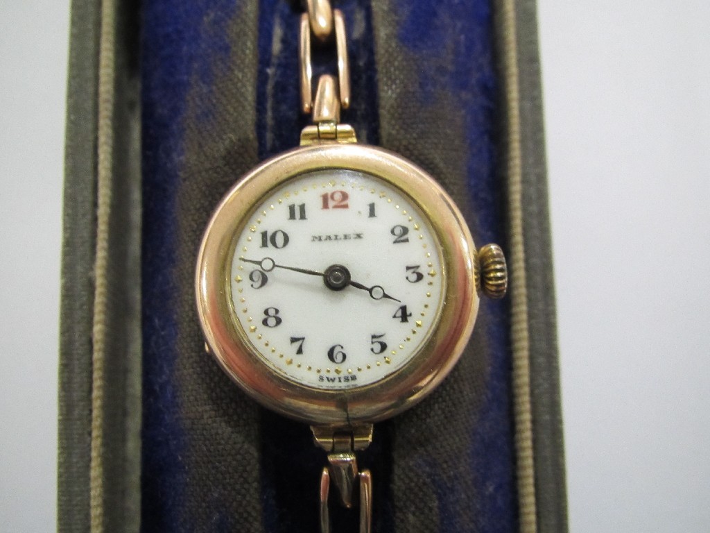 Appraisal: Ladies early th century ct gold cased Malex wrist watch