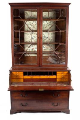 Appraisal: A George III mahogany secretaire bookcase circa the moulded cornice