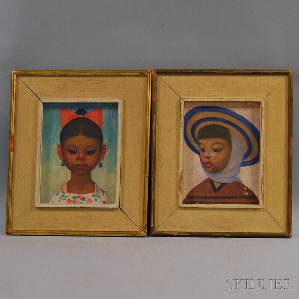 Appraisal: Lisa Santos Silva Mexican th Century Pair of Portrait Heads