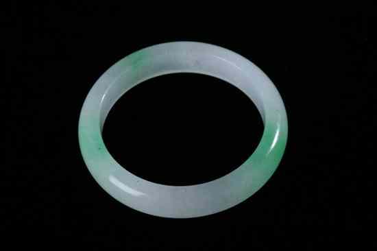 Appraisal: CHINESE APPLE GREEN AND CELADON JADEITE BANGLE - Inside in