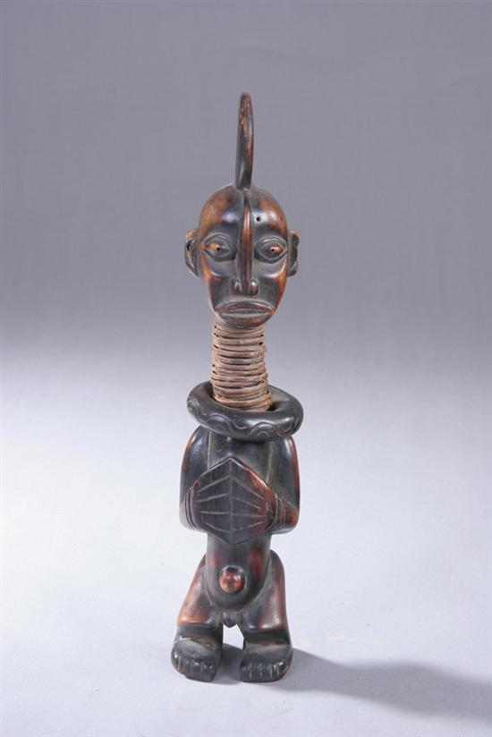 Appraisal: NGOMBE WOOD FIGURE OF WOMAN Circa Republic of Congo Original