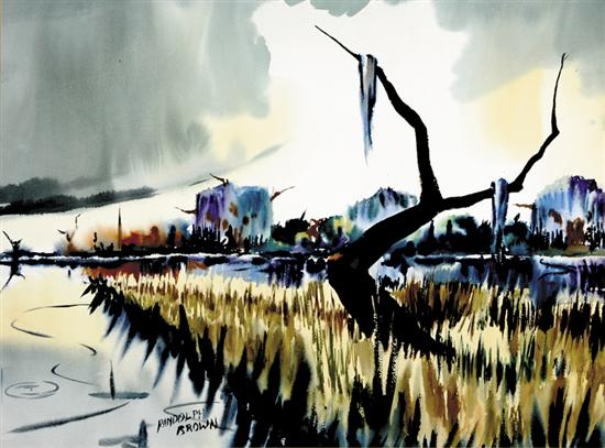 Appraisal: Southern school th century MARSH AFTER THE STORM watercolor unframed