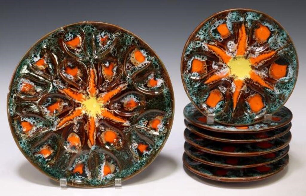 Appraisal: lot of French faience oyster service Vallauris in polychrome glaze