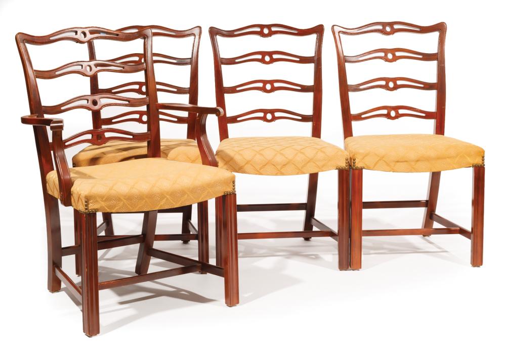 Appraisal: Four Drexel Furniture Sheraton-Style Mahogany Dining Chairs th c comprising