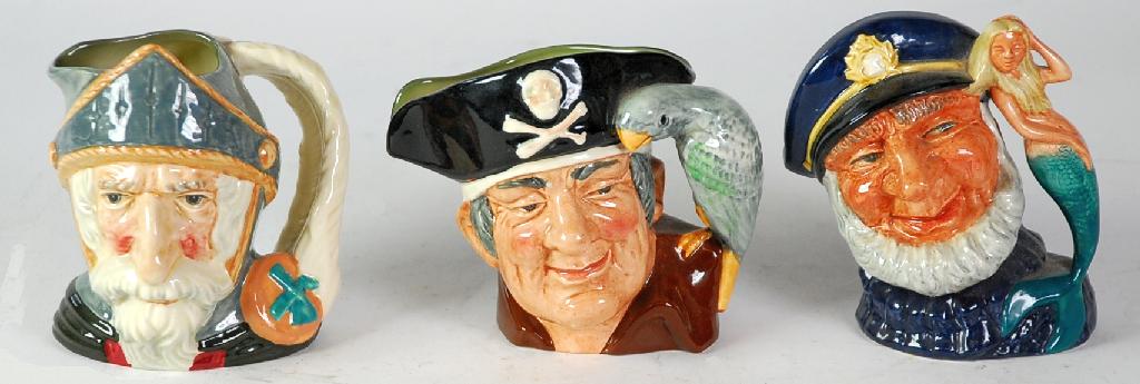 Appraisal: THREE SMALL ROYAL DOULTON POTTERY CHARACTER JUGS 'LONG JOHN SILVER'