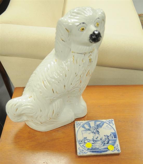 Appraisal: Staffordshire dog '' h white on gold accent some minor