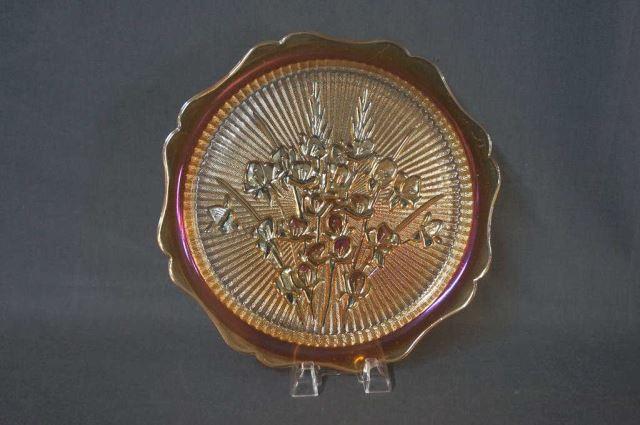 Appraisal: Jeannette Iris Iridescent Glass Sandwich Plate Produced ca 's by