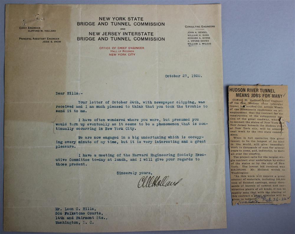 Appraisal: TYPED LETTER SIGNED BY CLIFFORD M HOLLAND - CHIEF ENGINEER