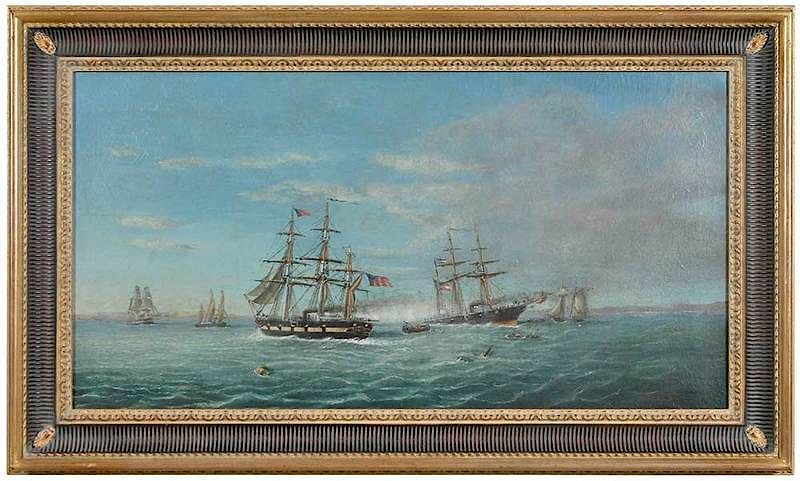 Appraisal: French School th century The U S S Kearsarge Versus