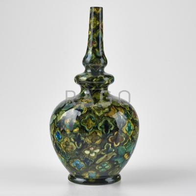 Appraisal: JOHN BENNETT Gourd-shaped vase with floral motif New York Glazed