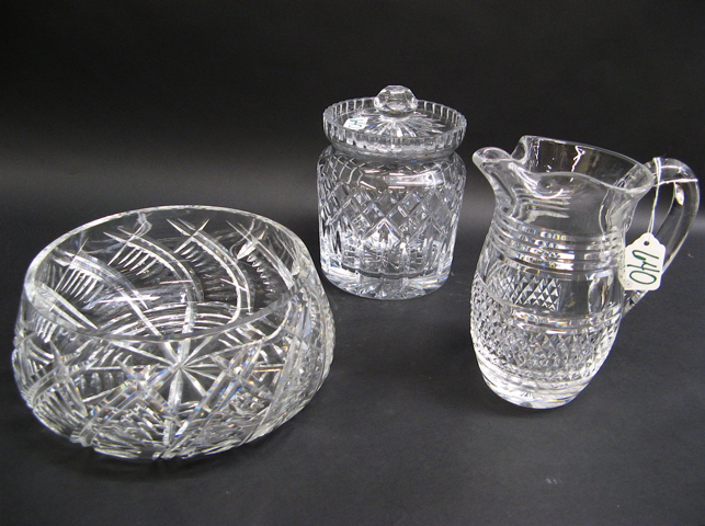 Appraisal: GROUP OF THREE IRISH WATERFORD CUT CRYSTAL including a covered