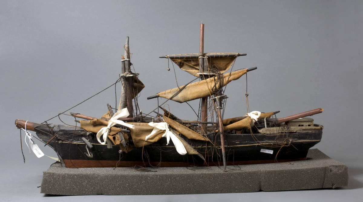 Appraisal: CARVED AND PAINTED MODEL OF THE AMERICAN SHIP quot GREY