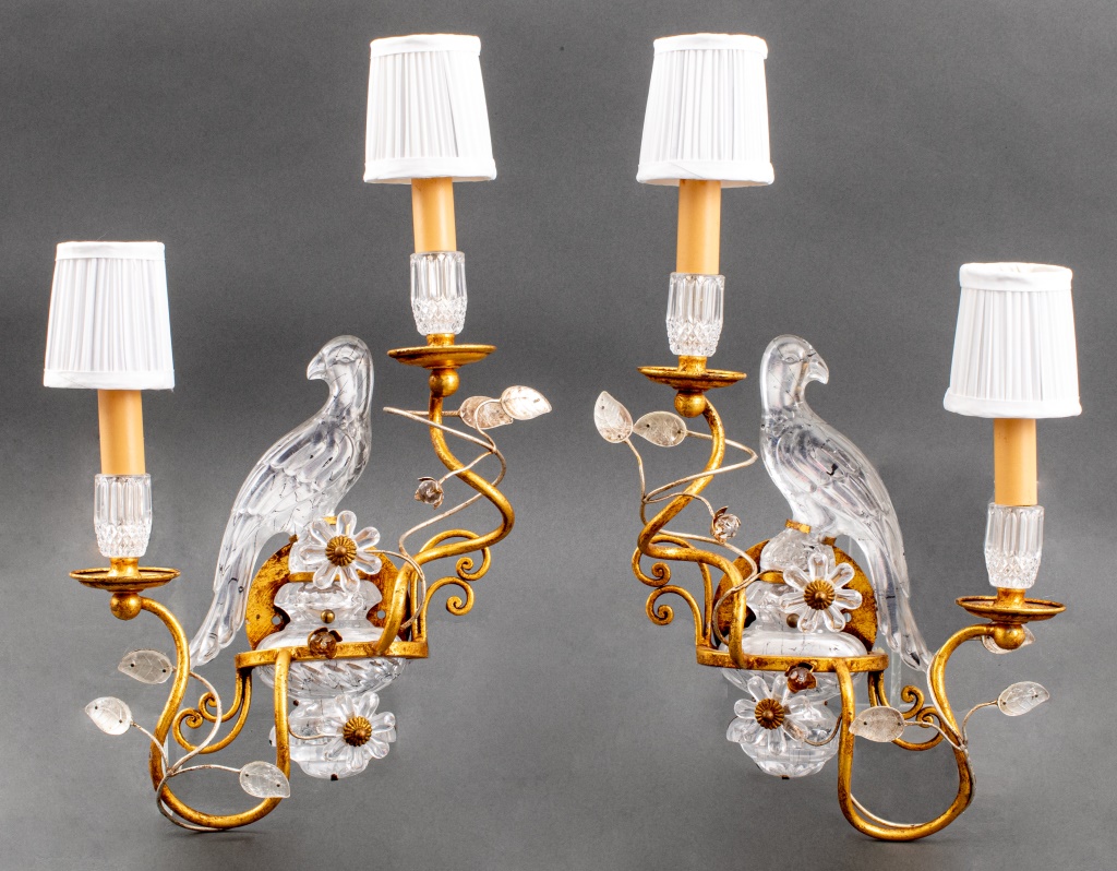 Appraisal: MAISON BAGUES FRENCH CRYSTAL SCONCES PR Maison Bagues pair of