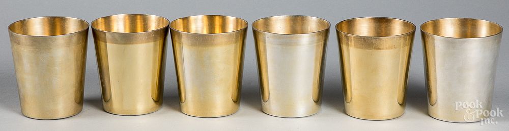 Appraisal: Six sterling silver cups Six sterling silver cups h ozt