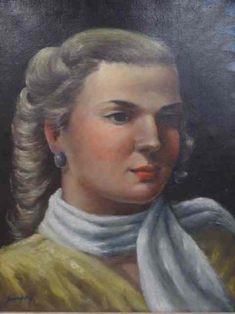 Appraisal: SINGER Clyde Oil On Canvas Portrait of a Woman Signed