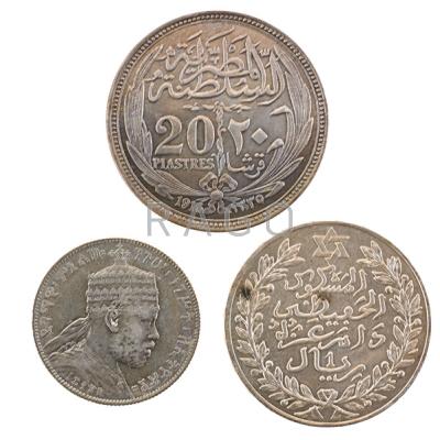 Appraisal: AFRICAN COINS Seventy including Moroccan rial Egypt piastre MS Ethiopia