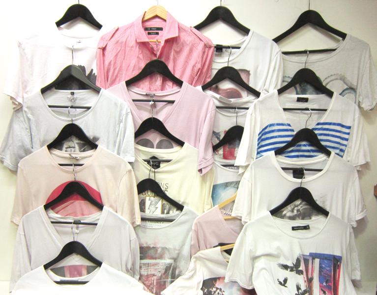 Appraisal: SIXTEEN MENS T-SHIRTS AND ONE BUSINESS SHIRT ESTIMATED SIZE M-L