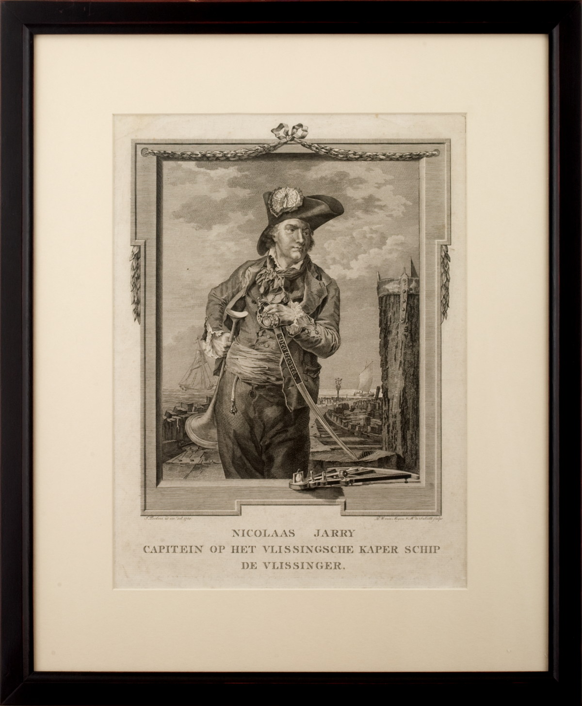 Appraisal: DUTCH ENGRAVED PORTRAIT OF NICOLAAS JARRY CAPTAIN OF THE PRIVATEER