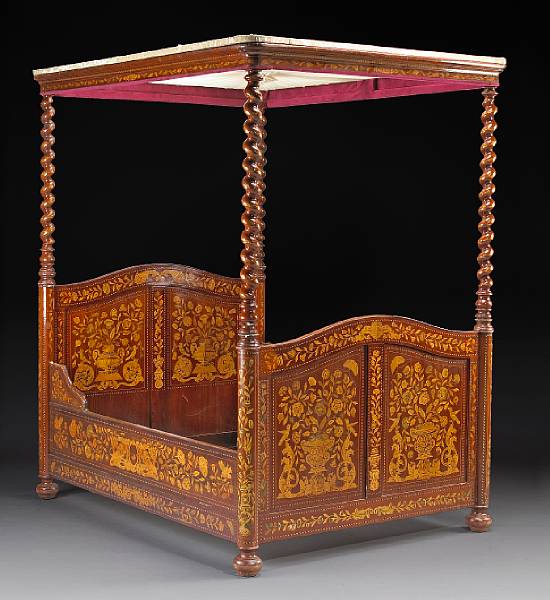 Appraisal: A Dutch Baroque style marquetry and walnut bed th century