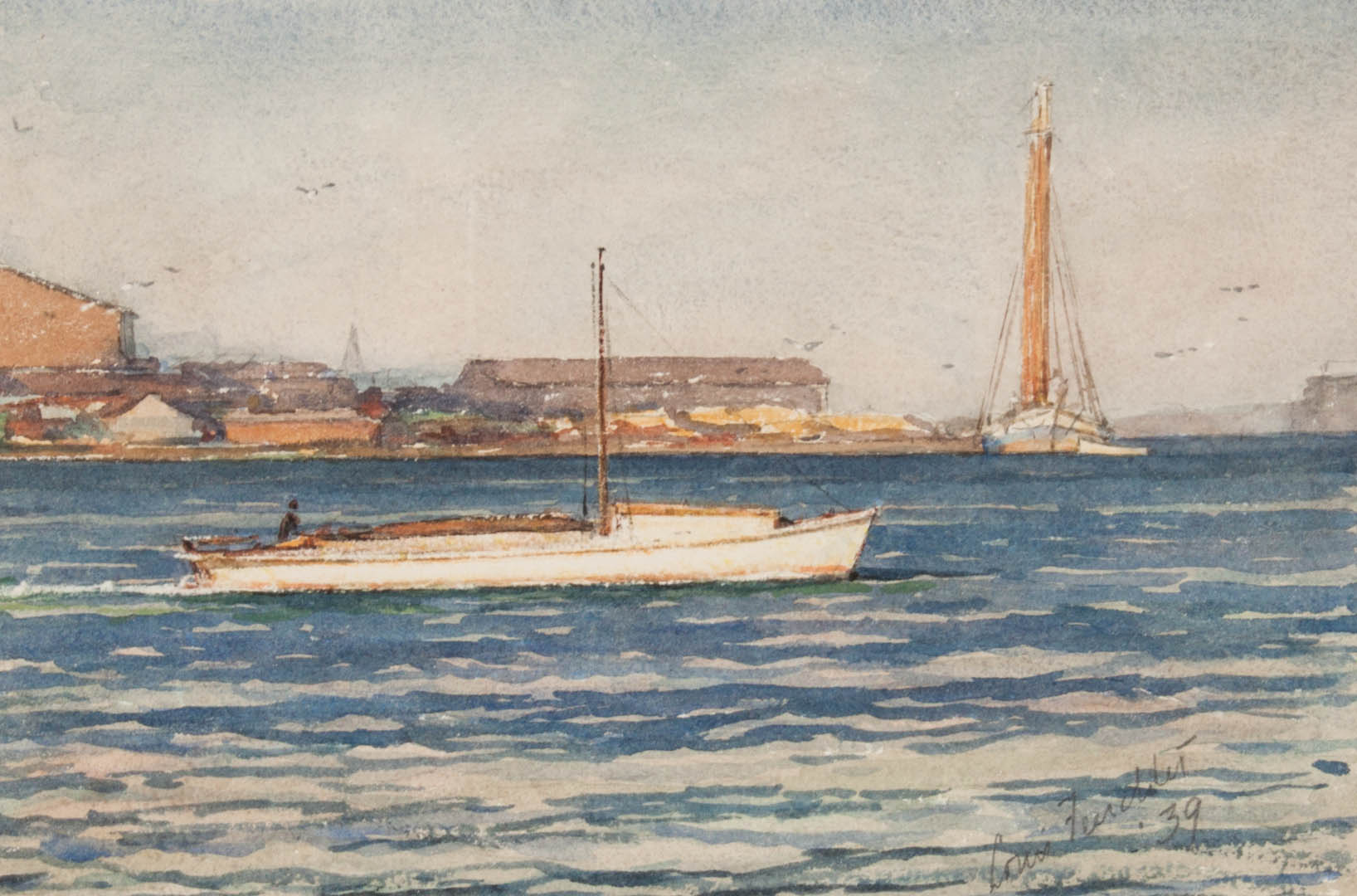 Appraisal: Louis J Feuchter Two Boats watercolor on paper American -