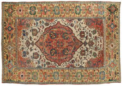 Appraisal: Karadja rug large red central medallion on ivory field matching