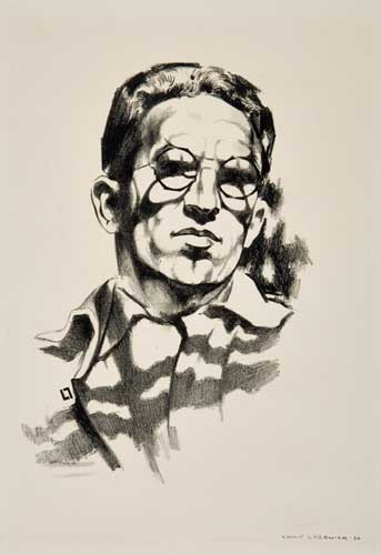 Appraisal: LOUIS LOZOWICK Self Portrait Lithograph x mm x inches full