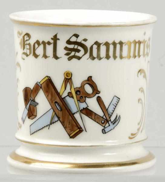 Appraisal: Carpenter Shaving Mug Description Image of a carpenter's tools Marked