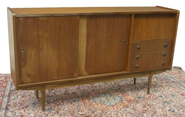 Appraisal: Danish mid-century modern teakwood sideboard c s long rectangular case