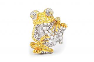 Appraisal: A Gold Diamond Frog Pin K gold yellow diamond and