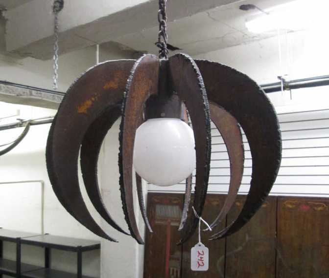 Appraisal: JOHN RICHEN BRUTALIST CHANDELIER California Oregon th century heavy welded