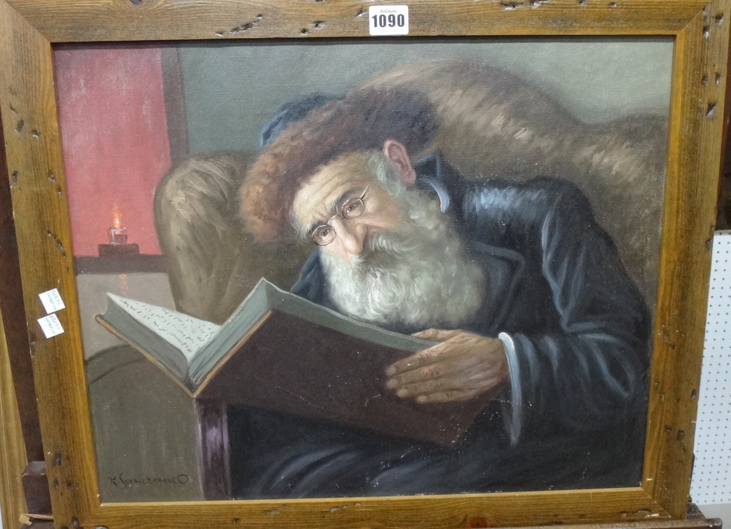 Appraisal: Continental School th century A Rabbi studying oil on canvas