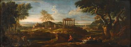 Appraisal: CIRCLE OF MARCO RICCI italian - ITALIANATE LANDSCAPE WITH FIGURES