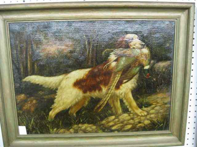 Appraisal: S Gilka Oil Setter with Pheasant image area '' x