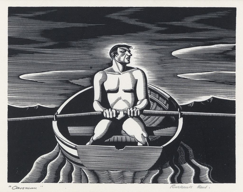 Appraisal: ROCKWELL KENT Oarsman Wood engraving x mm x inches full