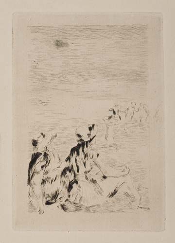 Appraisal: PIERRE-AUGUSTE RENOIR Sur la Plage Berneval Drypoint on cream wove