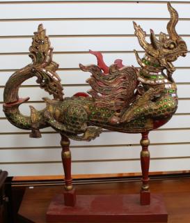 Appraisal: th C Burmese Dragon on Stand th C Burmese Dragon