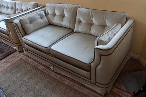 Appraisal: BARONS TWO SEATER VELOUR SOFA