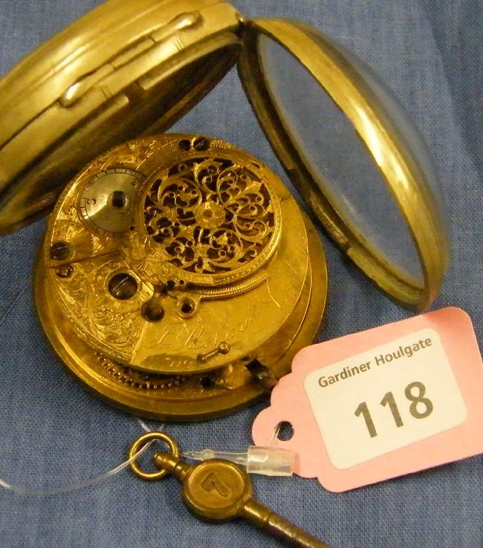 Appraisal: Late th century brass cased fusee verge pocket watch the