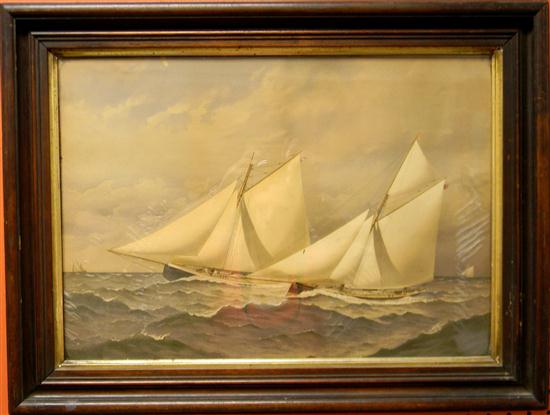 Appraisal: Frederic S Cozzens American - ' color print two sailboats