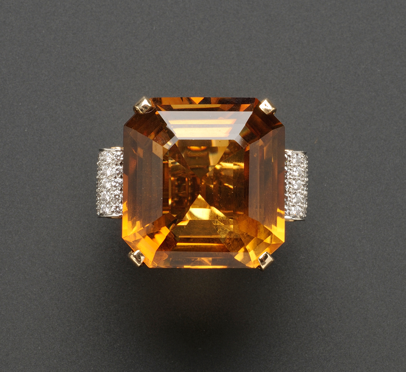 Appraisal: Citrine and Diamond Ring Cartier c set with a large