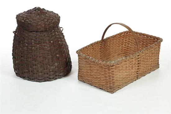 Appraisal: TWO BASKETS American late th-early th century woven splint Pictured