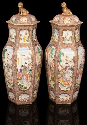 Appraisal: A pair of Chinese export famille rose vases circa of