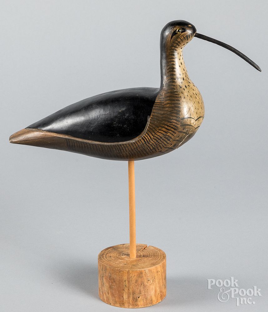 Appraisal: Contemporary carved and painted shorebird decoy Contemporary carved and painted