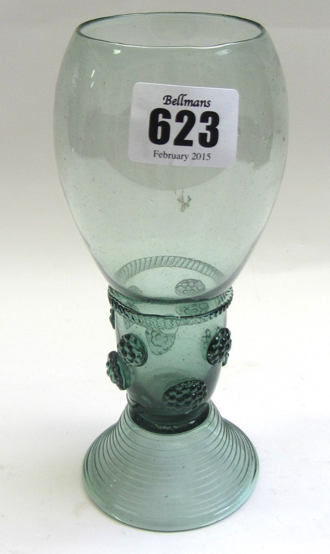 Appraisal: A green glass roemer late th early th century the