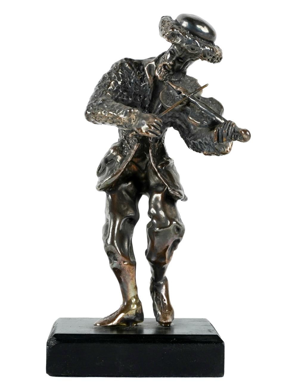 Appraisal: STERLING FIGURE OF A FIDDLERmarked to foot mounted on a