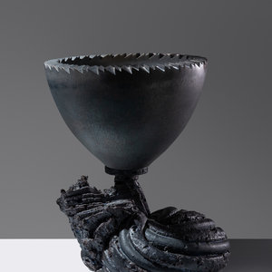 Appraisal: Adrian Saxe b 'Untitled' Mortar Bowl with Stand Platinum Blue