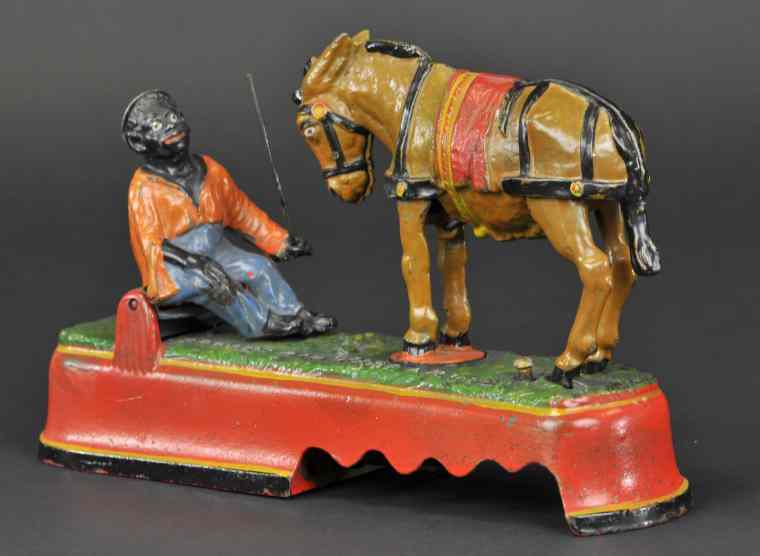 Appraisal: I ALWAYS DID SPISE A MULE BENCH MECHANICAL BANK Orange