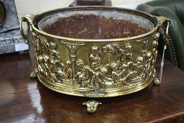 Appraisal: AN EARL TH CENTURY BRASS OVAL JARDINIERE with a zinc