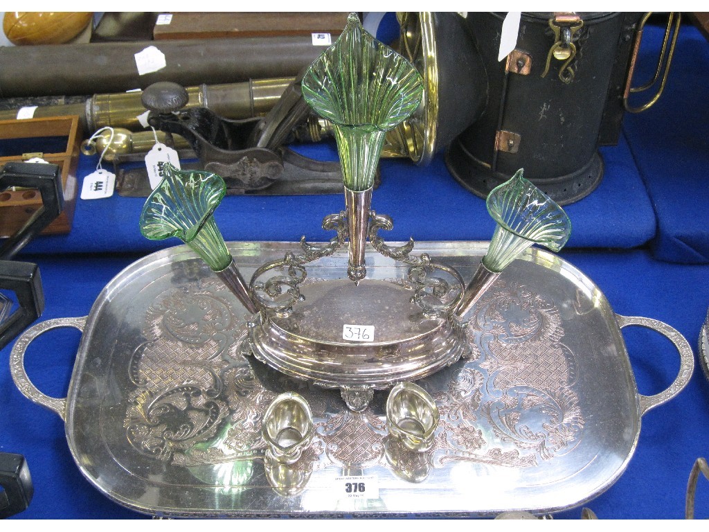 Appraisal: Lot comprising three branch epergne tray and a pair of