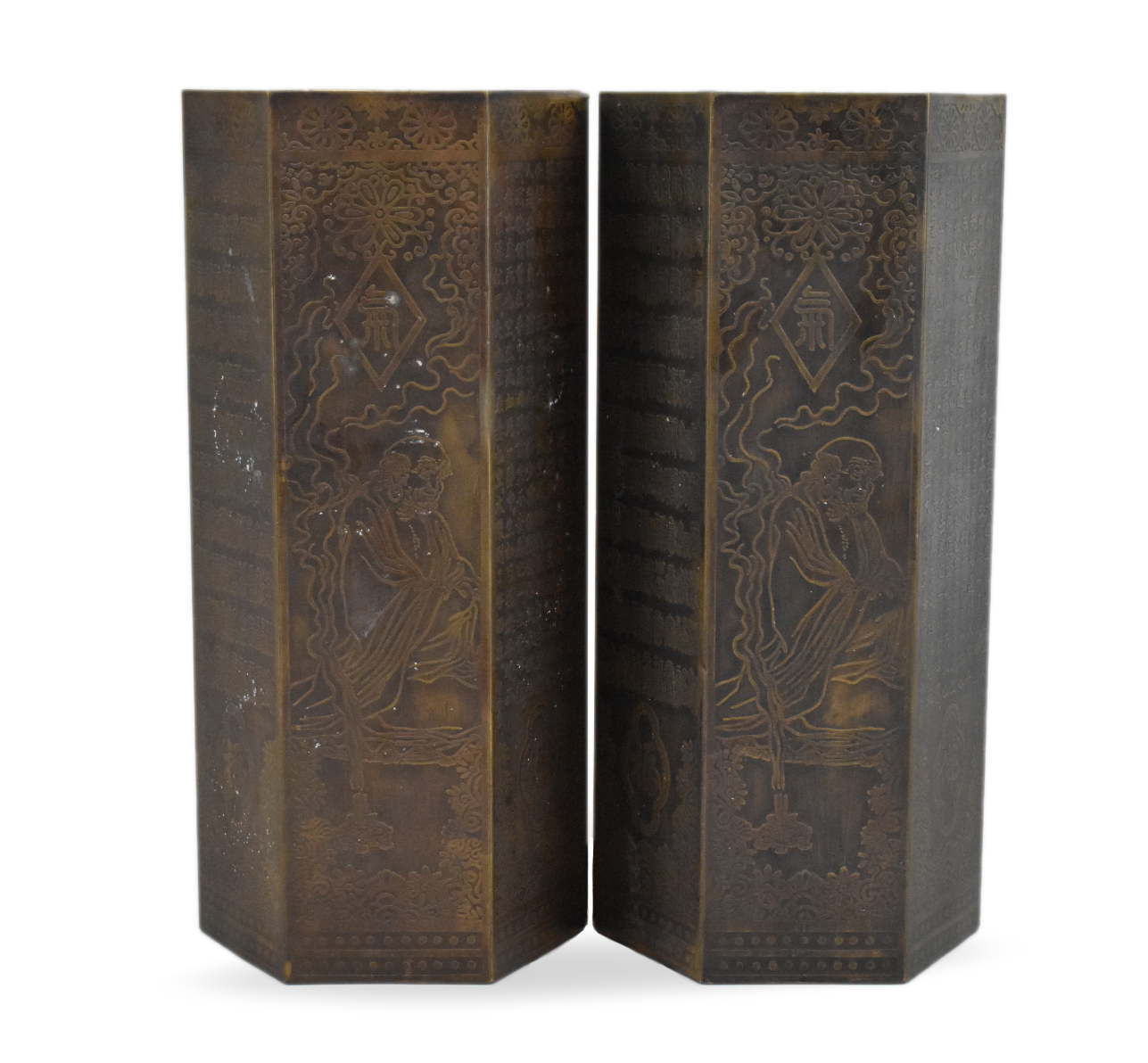 Appraisal: A pair of Chinese bronze hat stands Each stand a